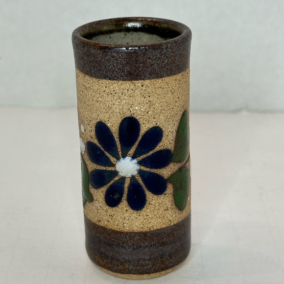 Miniature Hand Painted Tanala Pottery Bud Vase Made in Mexico Toothpick Holder - Picture 1 of 5